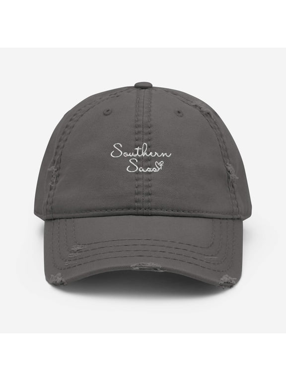 Our Southern Sass Collection Embroidered Distressed Cotton Twill Casual Baseball Cap, Black