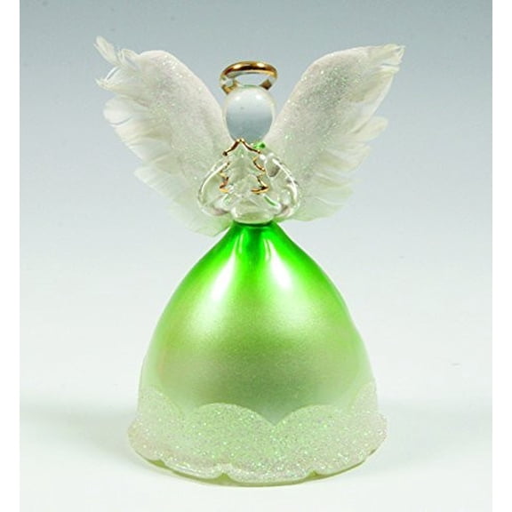 Angel Figurine - LED Light Up Angel with Real Feather Wings - Christmas Angel Holding a Xmas Tree - 9578