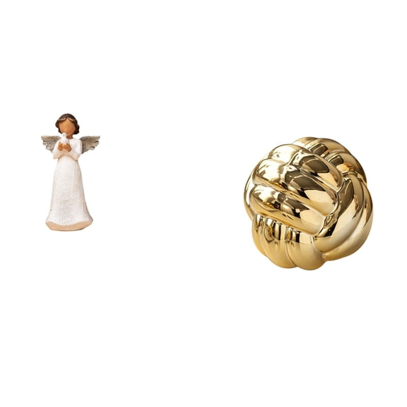 Angel Figurine Yarn Ball Ornament Ceramic Sculpture Decorative Resin Material for Living Room Desk Entryway Holiday Gift