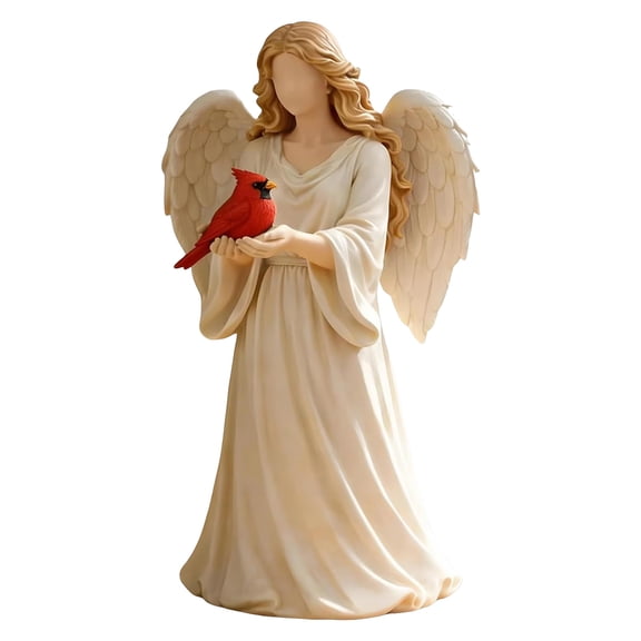 Angel Figurines for Women, Sympathy Gifts for Loss of Loved One, Guardian Angel Holding Bird Statue, Sculpted Hand-Painted Figurine Christian Catholic Religious Gifts for Peace Freedom Love