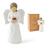 Angel Figurines with Heart, Healing Angel Statue Gifts for Women, Hand Painted Precious Moments Figurines Home Decor