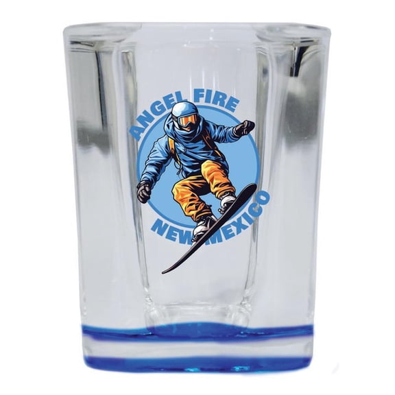 Angel Fire New Mexico Design B Souvenir 2 oz Square Shot Glass Blue