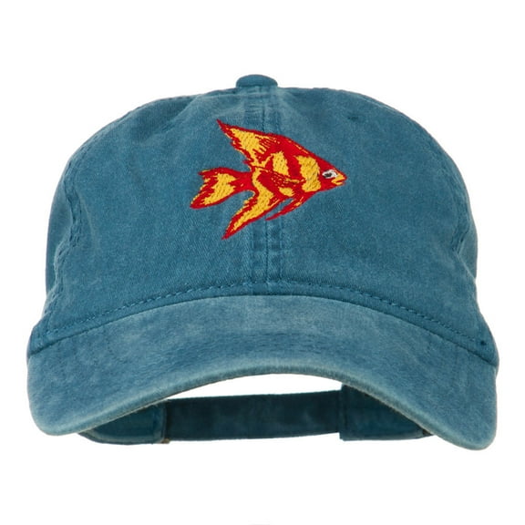 Angel Fish Embroidered Washed Dyed Cap - Navy OSFM