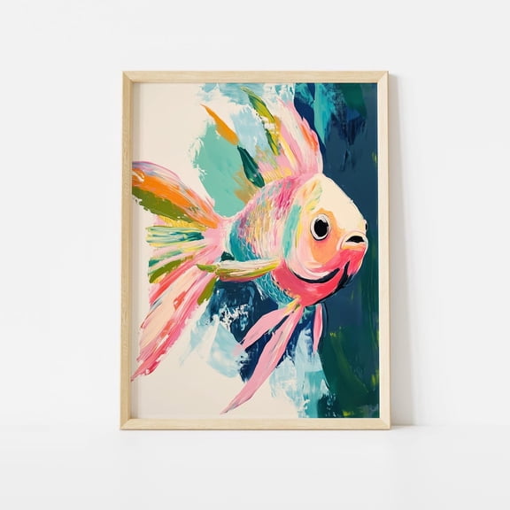 Angel Fish Rainbow Coastal Wall Art Poster Unframed Paper Print