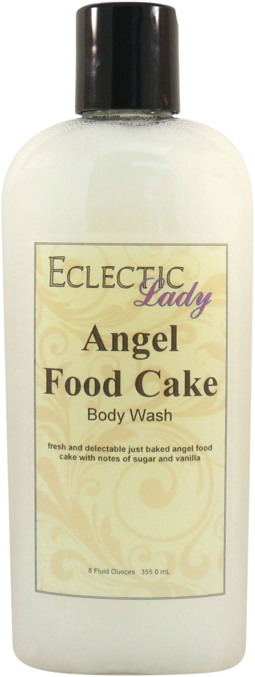 Angel Food Cake Body Wash by Eclectic Lady, Liquid Shower Gel for Women and Men, 8 Ounces