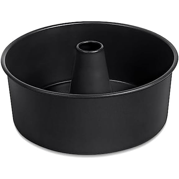 Angel Food Cake Pan, 10 Inch Cake Pan Round Baking Tube Tin for Baking Pound Cakes, Conical Hollow & One-piece Design, Stainless Steel Core & Heavy-duty, Oven Safe - Black