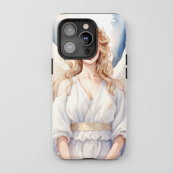 Angel For All iPhone Series Tough Phone Case Watercolor Art White Gold