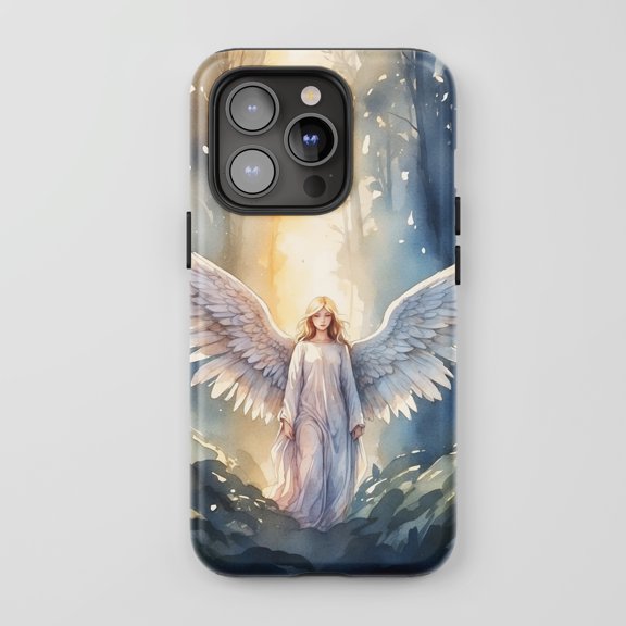 Angel Forest Watercolor Protective Phone Case for All iPhone Series
