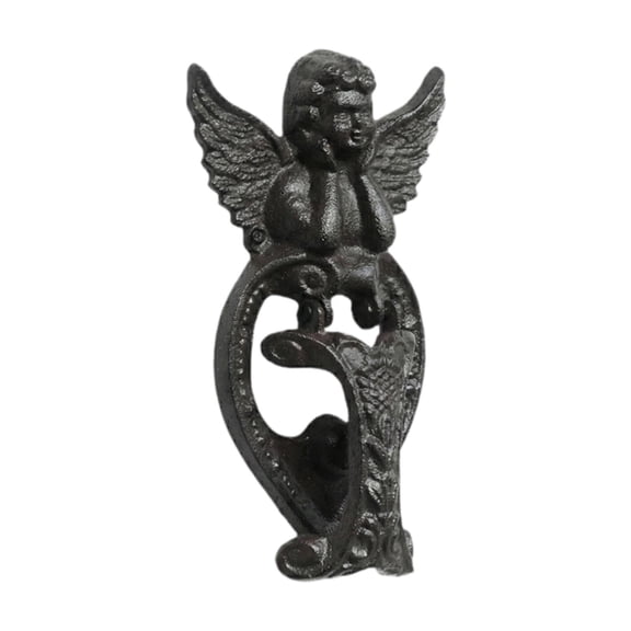 Angel Front Door Knocker Heavy Duty Iron Durable Design for Residential Garden Entryways and Gates