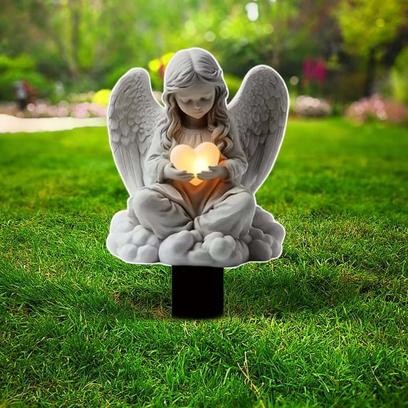 Angel Garden Stake,Acrylic Memorial Yard Art,Weather Resistant Outdoor Ornament,Ideal for Flower Pots,Patio,Lawn,Backyard and Cemetery Decor,7.87 Inch