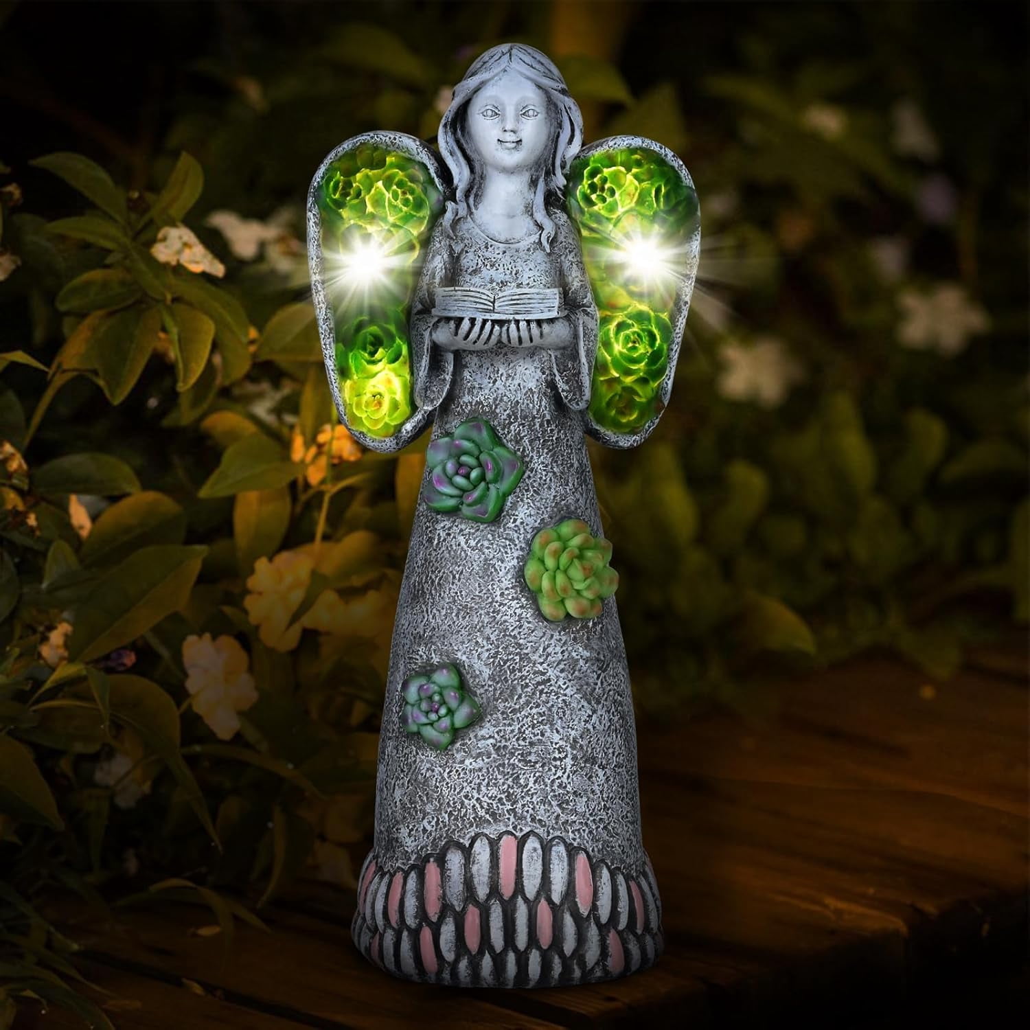 Angel Garden Statues Outdoor Solar Decor Gifts for Women Cross Praying ...