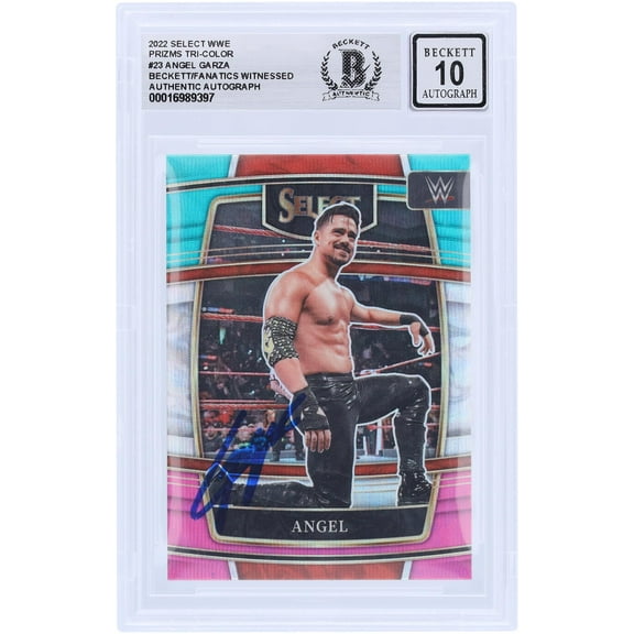 Angel Garza WWE Autographed 2022 Panini Select Tri-Color Prizm #23 Beckett Fanatics Witnessed Authenticated 10 Card - Fanatics Authentic Certified
