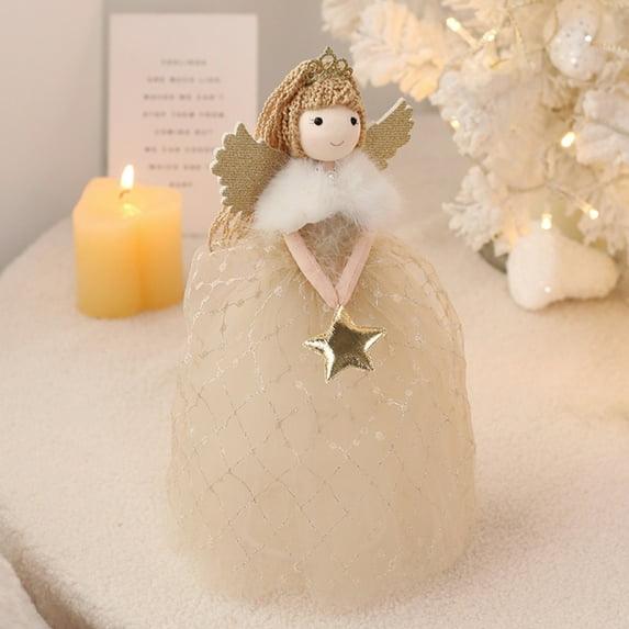 Angel Girl Doll Christmas Tree Topper with Star Accent - Adorable Festive Decoration for Tree Top Display and Holiday Home Decor V