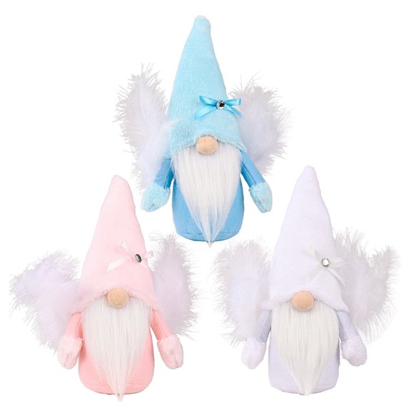Angel Gnome - Gnome Gifts, Gnome Blessings, Plush Gnome Home Decor, Swedish Gnome Ornament Tomte, Spiritual Decor, Gift Figurine, 9" Plush Doll, Set of 3