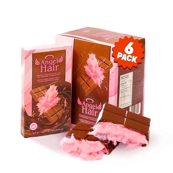 Bubblegum Kids Angel Hair Milk Chocolate Bar with Cotton Candy and Strawberry Cream Filling, 3.17 oz, 6-Pack