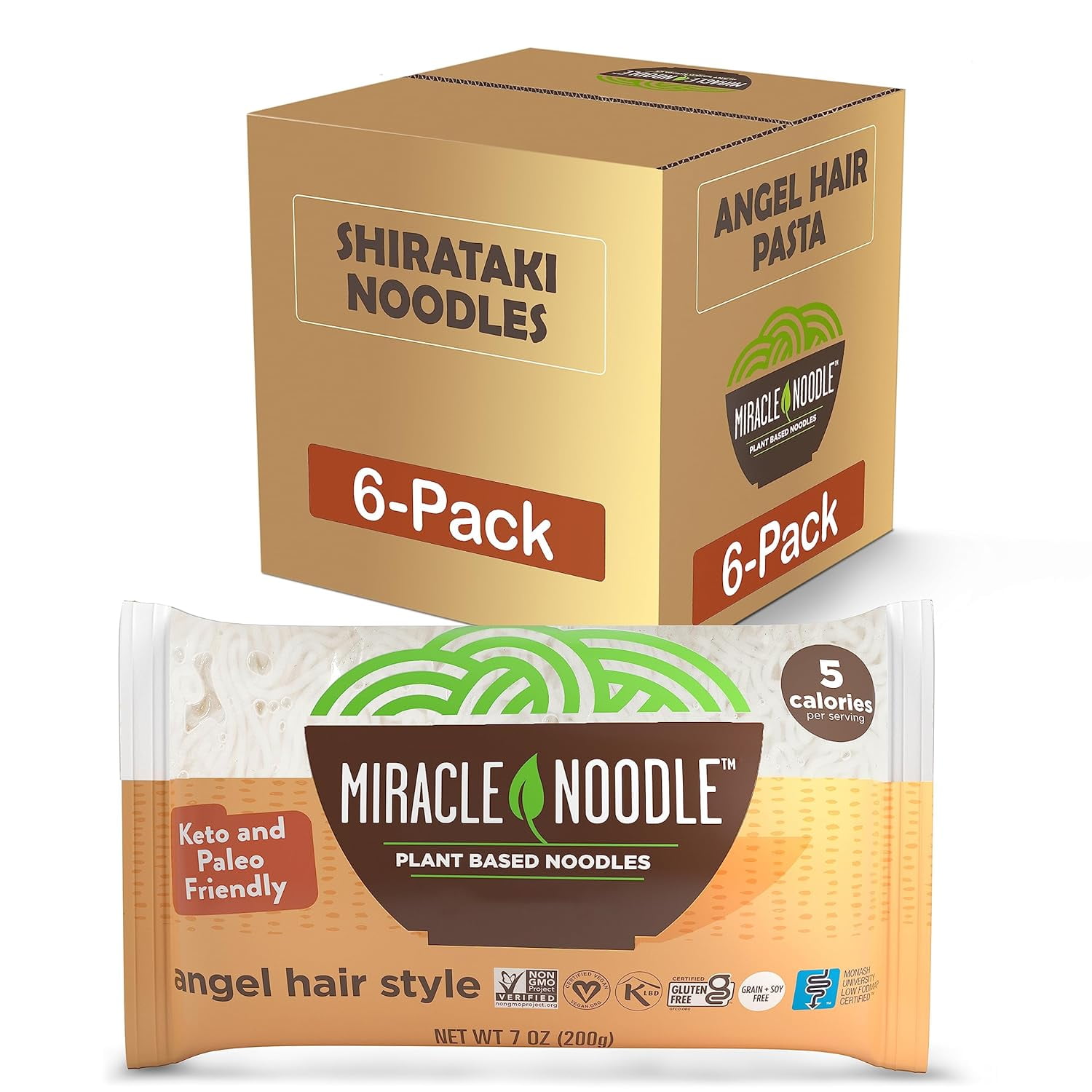 Angel Hair Pasta Plant Based Shirataki Noodles, Konjac Noodles, Vegan