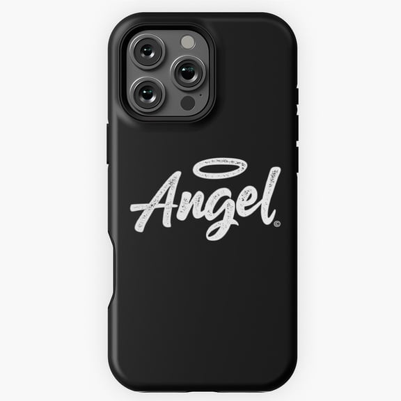 Angel Halo Ring Handwritten Stamp Phone Case for iPhone 16 15 14 13 12 11 Pro Max
