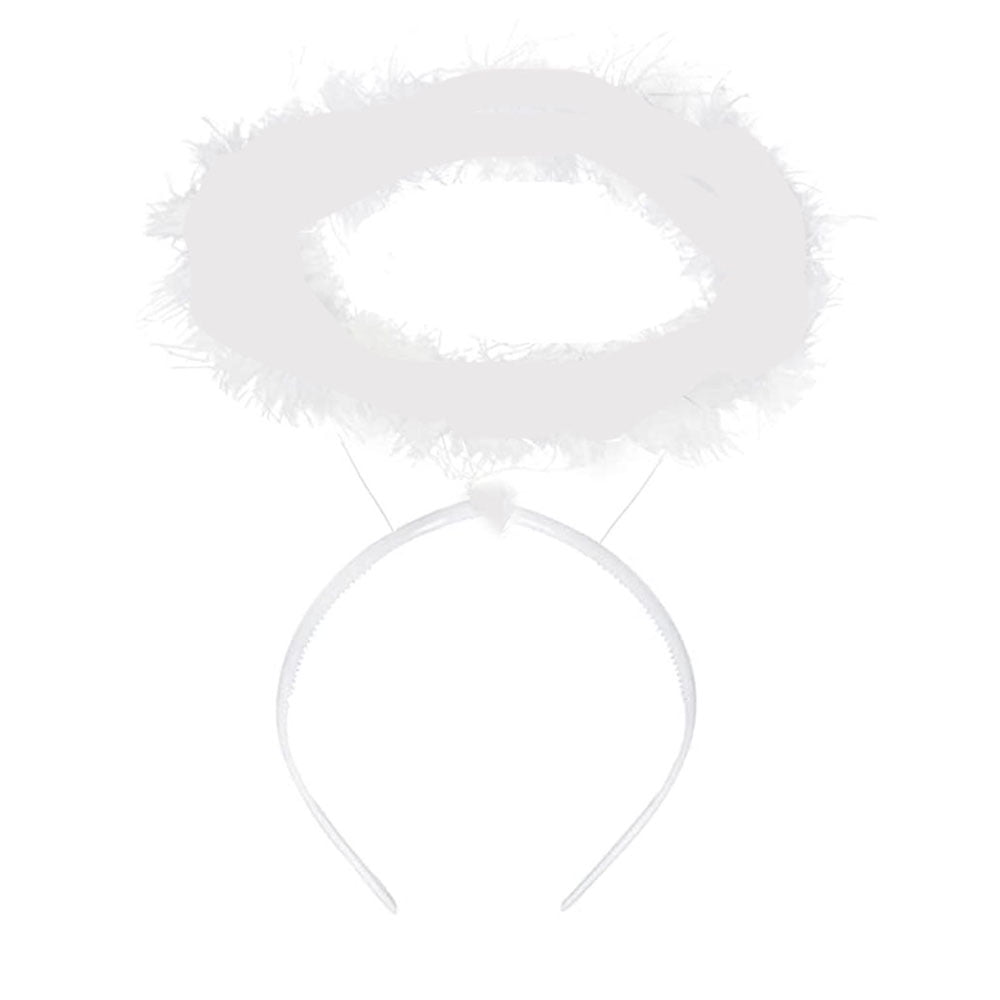 Dance Gold Sequin Headband w/White Boa Feathers One Size Angel Halloween  Costume