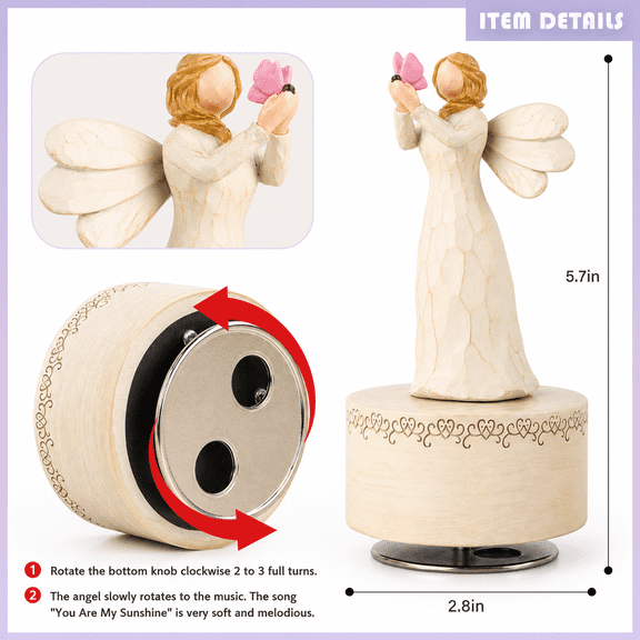 Angel Holding Butterfly Music Box Decorative Gift