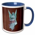 thumbnail image 1 of 3drose, Angel in Blue Robe with Purple Sash and Blue Wings on a Plum Background and Pink Line Accents, 15oz Two-tone Blue Mug, 1 of 6