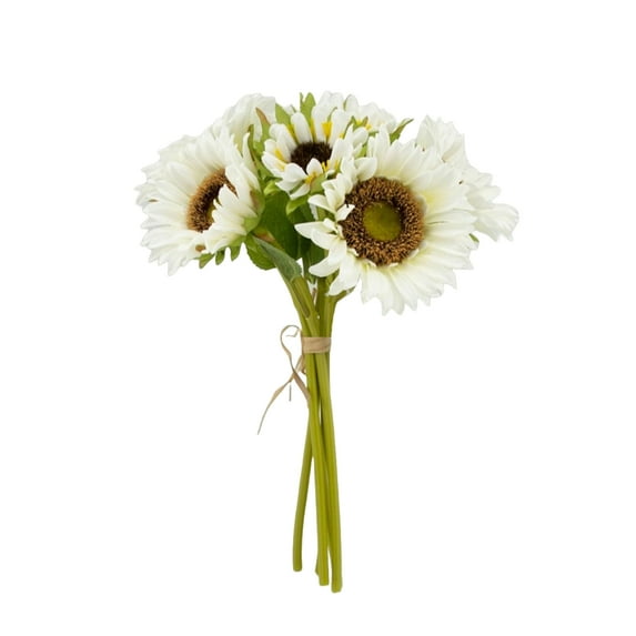 Angel Isabella 7 Flowers Bundled Artificial Quality Real Touch Sunflower Bundle-7Flowers Perfect for Home Decor,Event centerepiece, Wedding Bridal Party Flowers (Rustic White)