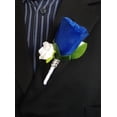 thumbnail image 1 of Angel Isabella Boutonniere - Royal Blue Rosebud with Mini White Flower and White Stem, 1 of 2