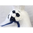 thumbnail image 1 of Angel Isabella Bridal Bouquet - Navy Blue White with Ribbon and Rhinestone - Silk Flower, 1 of 2