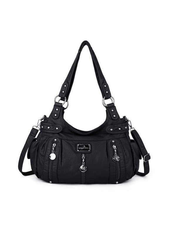 Multi pocket women's shoulder bag with detachable straps