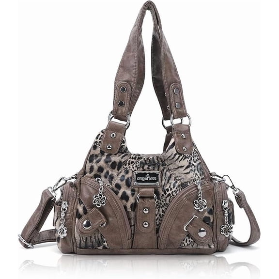Angel Kiss Purses for Women Small Hobo Shoulder Bags Vagen Leather Multi-Pocket Tote Bag with Zipper