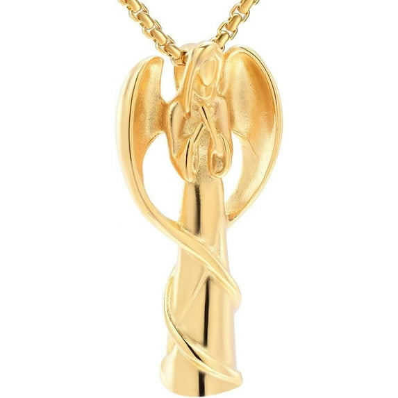 Angel Lady Stainless Steel Cremation Pendant Necklace Ashes Keepsake Holder Memorial Urn Jewelry for Human Ashes