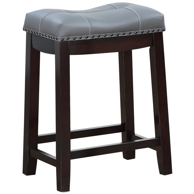 Angel Line Cambridge 24" Padded Saddle Stool-Espresso w/ Gray Cushion ...