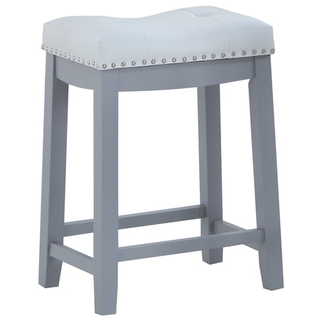 Angel Line Cambridge 24" Padded Saddle Stool-Gray w/ White Cushion