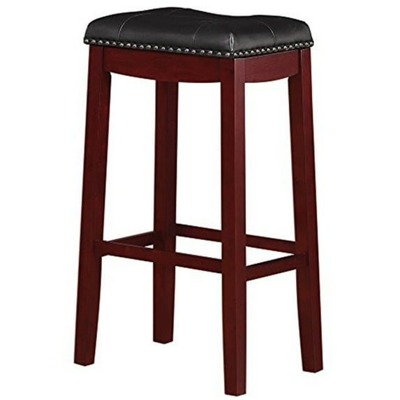 Angel Line Cambridge 29" Padded Saddle Stool, Cherry w/ Black Cushion