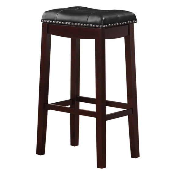 Angel Line Cambridge 29" Padded Saddle Stool, Espresso w/ Black Cushion, Set of 2
