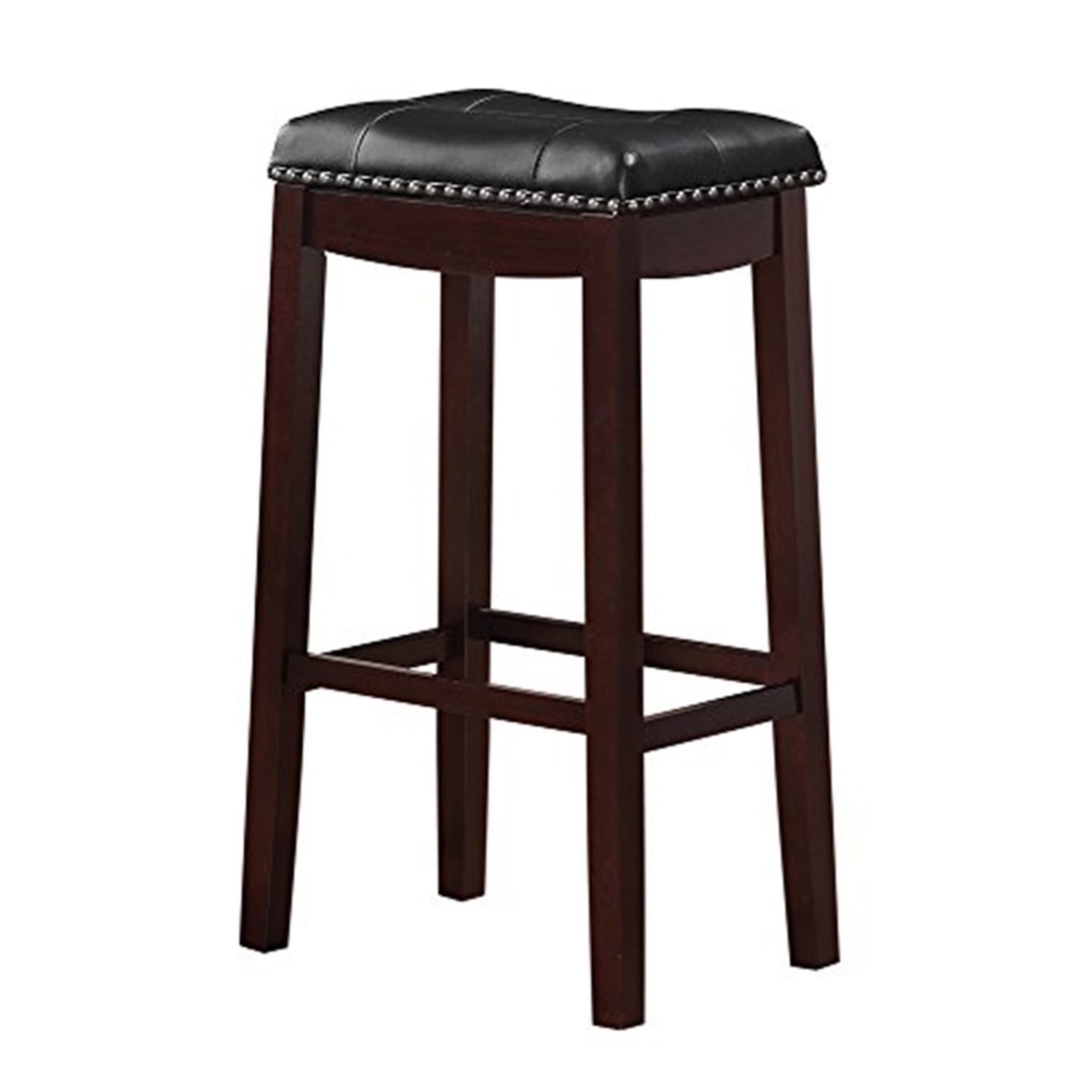 Angel Line Cambridge 29" Padded Saddle Stool, Espresso w/ Black Cushion ...
