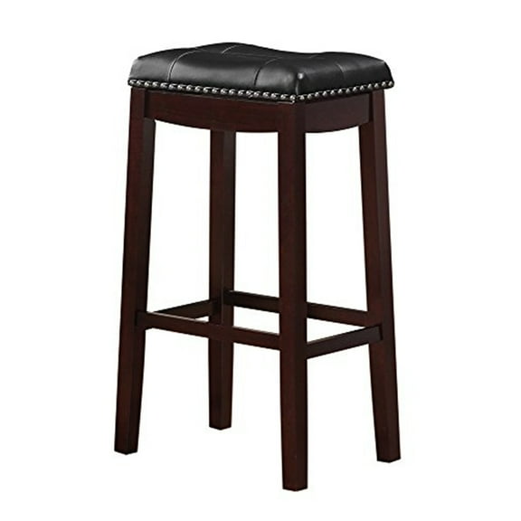 Angel Line Cambridge 29" Padded Saddle Stool, Espresso w/ Black Cushion