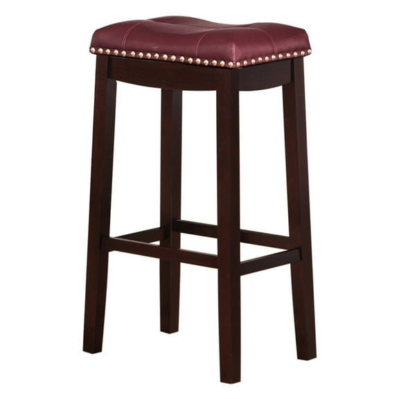 Angel Line Cambridge 29" Padded Saddle Stool, Espresso w/ Dark Red Cushion