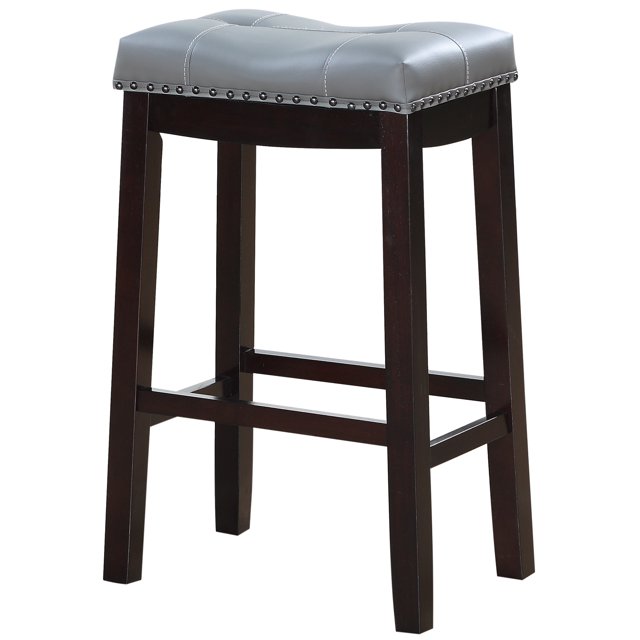 Angel Line Cambridge 29" Padded Saddle Stool-Espresso w/ Gray Cushion ...