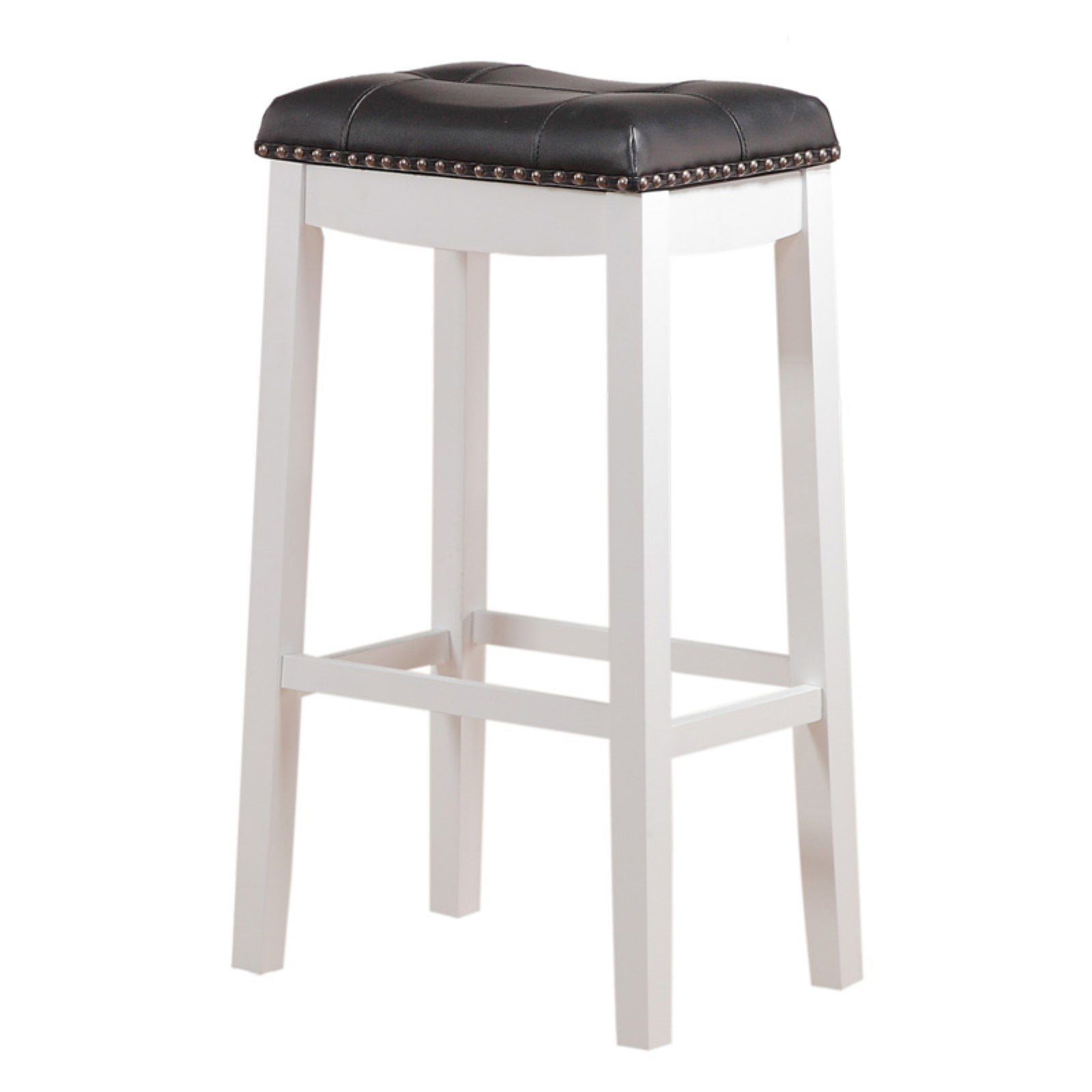 Angel Line Cambridge 24 in. Padded Saddle Counter Stool with Nailhead Trim Gray - Set of 2