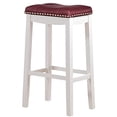 thumbnail image 1 of Angel Line Cambridge 29" Padded Saddle Stool, White w/ Dark Red Cushion, 1 of 2