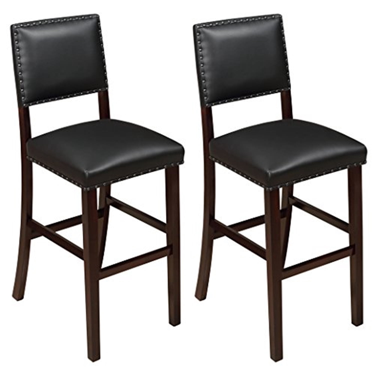 Angel Line Kirkland 29" Bar Stool-Espresso w/ Black Cushion-set of 2-Color:Espresso,Size:29" seat height,Style:black cushion