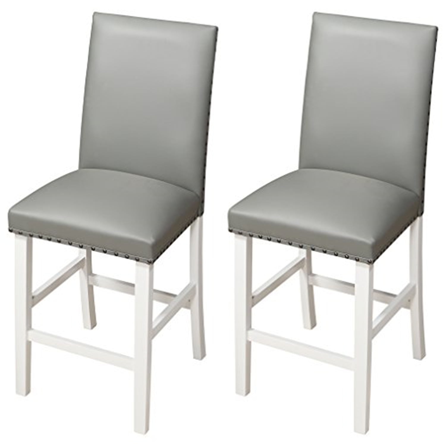 Angel Line Wooden Cambridge 24 Padded Saddle Bar Stool White w Gray Cushion Set of 2 Walmart