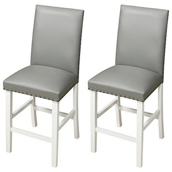 Angel Line Lawrence 24" Bar Stool-White w/ Gray Cushion-set of 2-Color:White,Size:24" seat height,Style:gray cushion