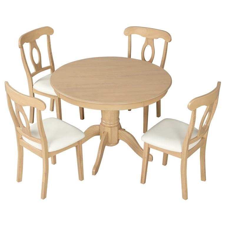 Angel Line Lindsey 5-Piece Traditional Wood Pedestal Round Table