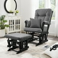 Angel Line Monterey II Glider and Ottoman, Black Finish with Dark Gray Cushions