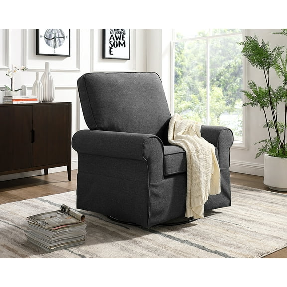 Angel Line Natalie Upholstered Swivel Glider, Dark Gray