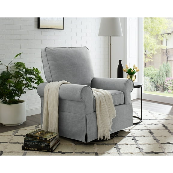 Angel Line Natalie Upholstered Swivel Glider, Gray Fabric