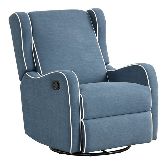 Angel Line Rebecca Upholstered Swivel Gliding Recliner, Blue