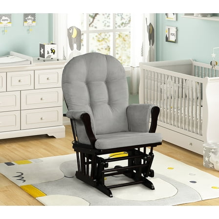 Angel Line Windsor Glider, Espresso with Gray Cushions