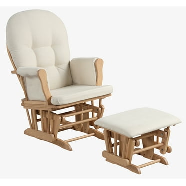 Angel Line Windsor Glider and Ottoman, Natural w/ Beige Cushion